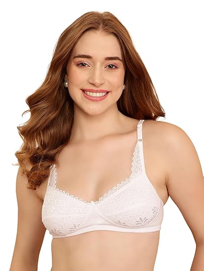 Clovia Women’s White Cotton Full-Cup Bra – Non-Padded, Non-Wired Comfort Fit